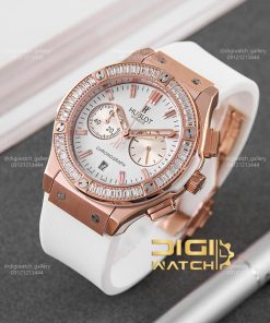 ساعت زنانه سفید برند هابلوت نگین‌دار HUBLOT BIGBANG