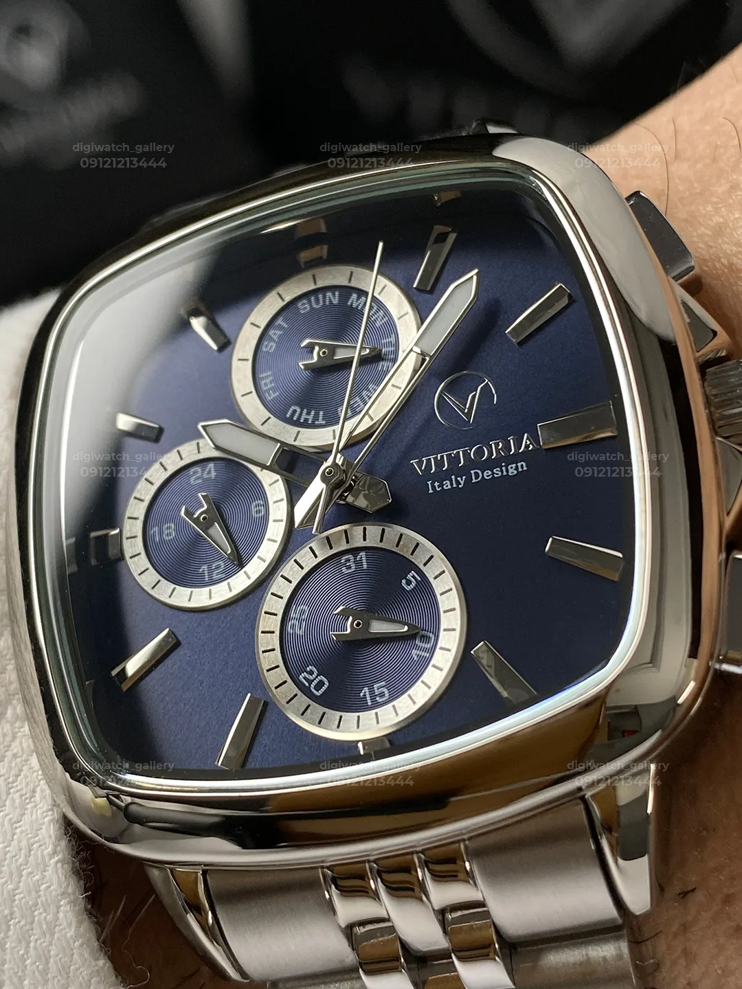 خرید ساعت ویتوریا مدل VT3403 رنگ سیلور صفحه آبی