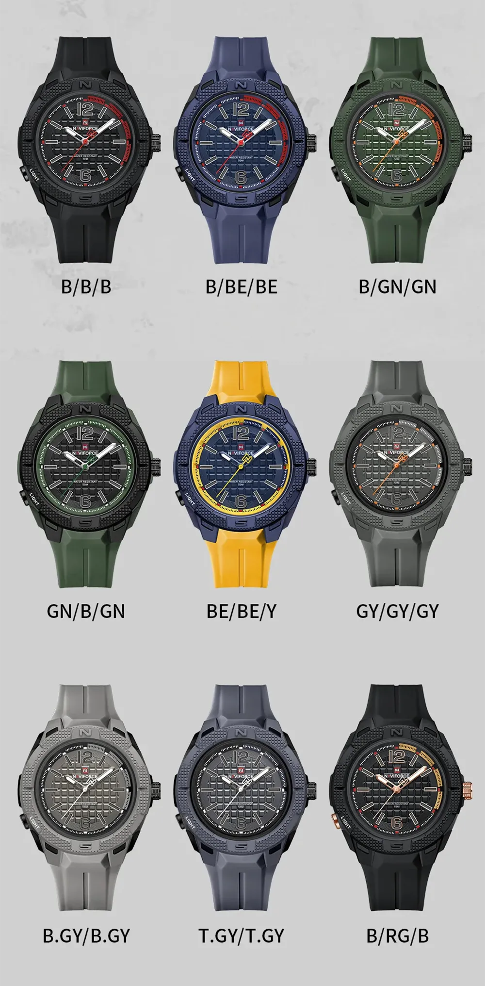 ساعت اورجینال مردانه نیوی فورس مدل NAVIFORCE NF7126 B/GY/GY - Image 4