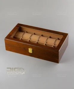 جعبه ساعت 12 تایی چوبی قهوه ای